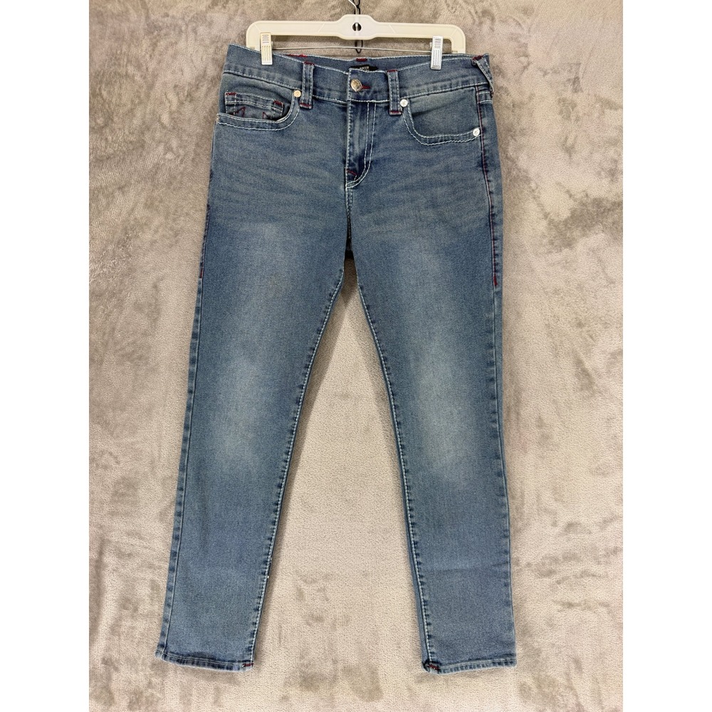 True Religion Jeans Mens 33 Rocco Relaxed Skinny Blue Stretch EUC